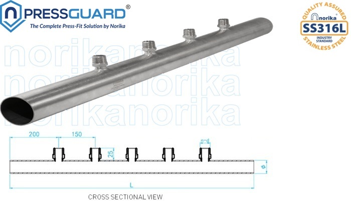 keluli tahan karat 316L press-fit Manifold